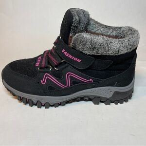 Fashion Womens Ankle Winter Hiking Boots Black Round Toe Hook & Loop EUR 36 US 6